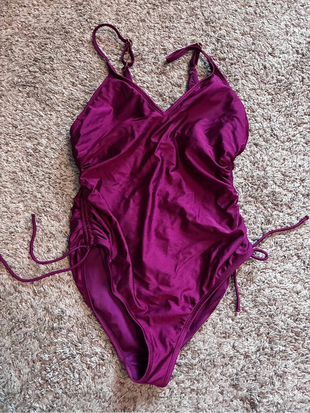 Adjustable Side-Tie Magenta One-Piece Swimsuit